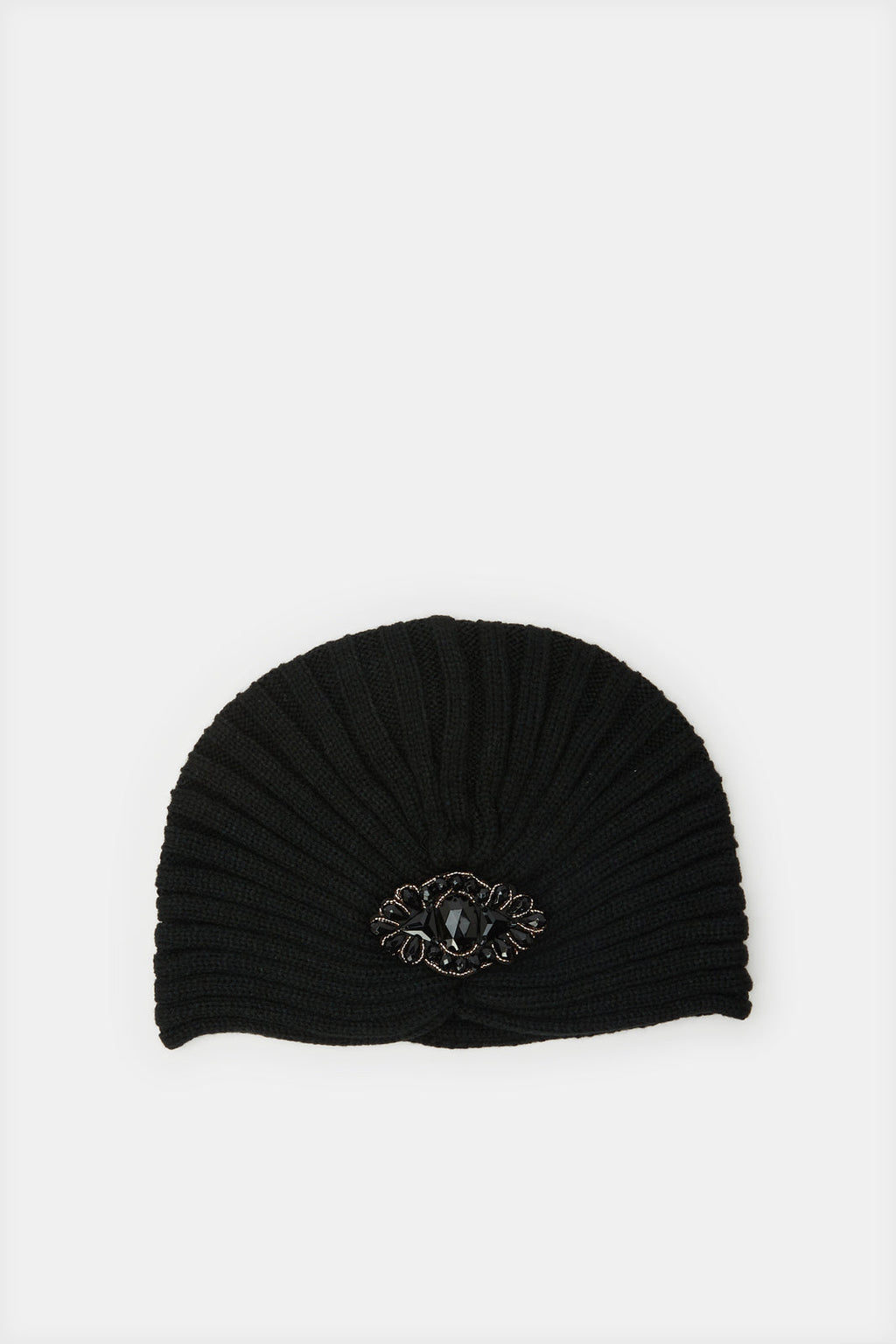 Women Black Embellished Knitted Cap