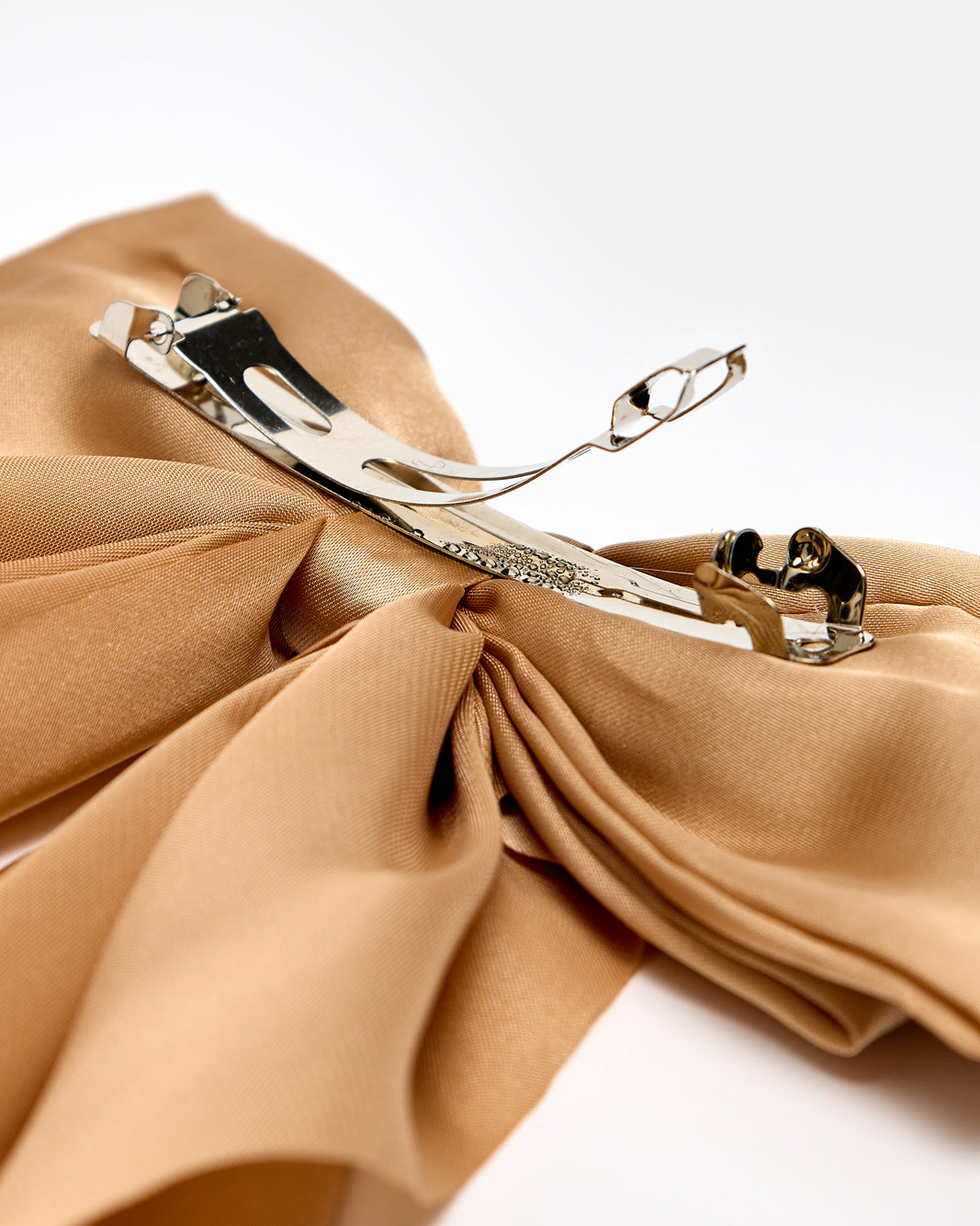 Women Gold Satin Bow Hair Clip