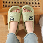 Cute Cartoon Bear Slippers for Women Summer Indoor Thick-Soled Non-Slip Floor Bathroom Home Slippers Men House Shoes