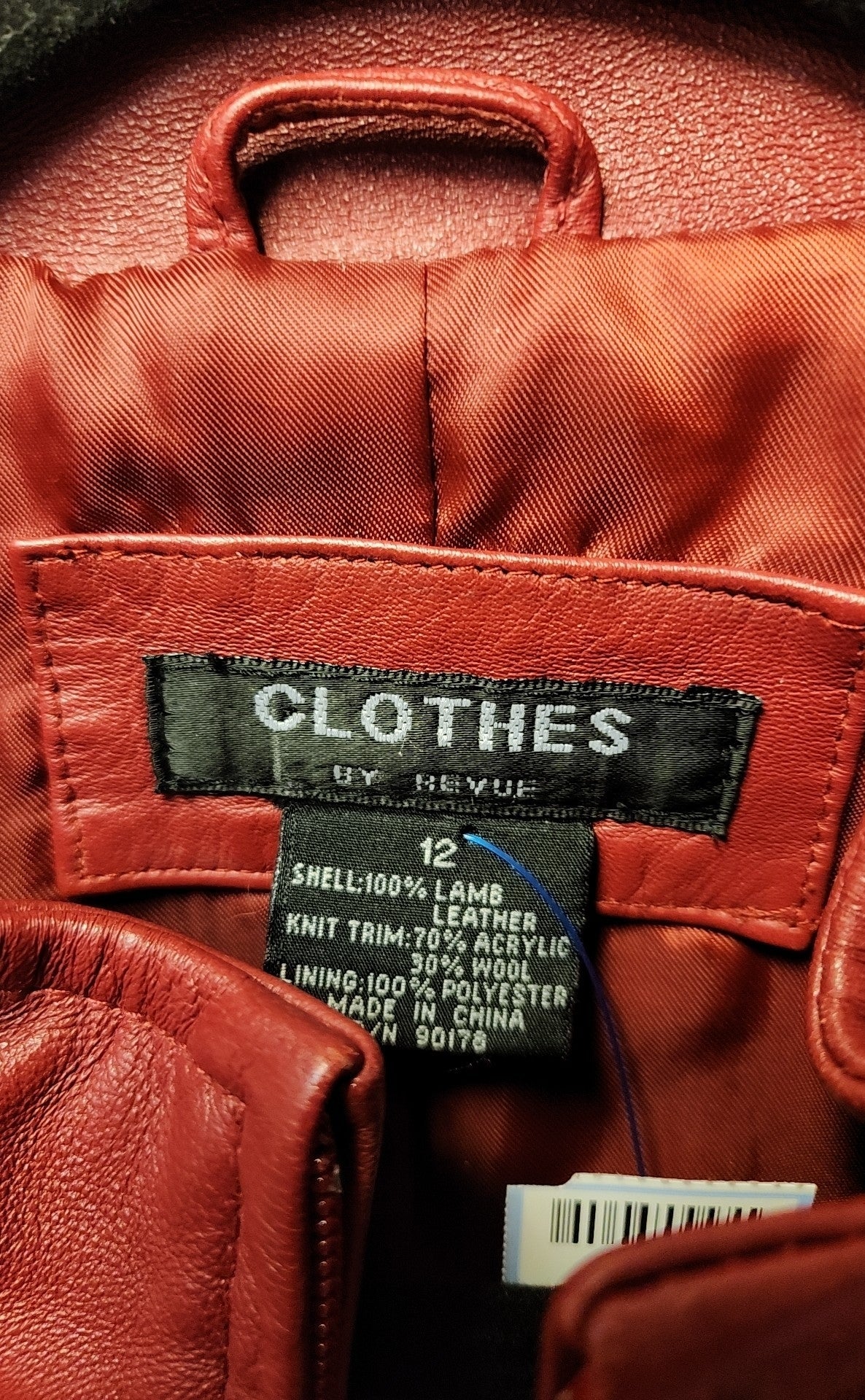 Clothes by Revue Women's Size 12 Red Lamb Leather Jacket