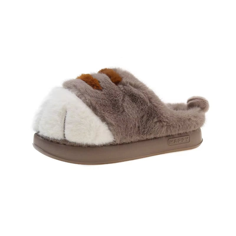 Newest Cat Paw Feet Slippers Woman Fluffy Closed Heel Home Shoes for Women Winter Warm Slip on Animal Claw Slipper Furry Loafer