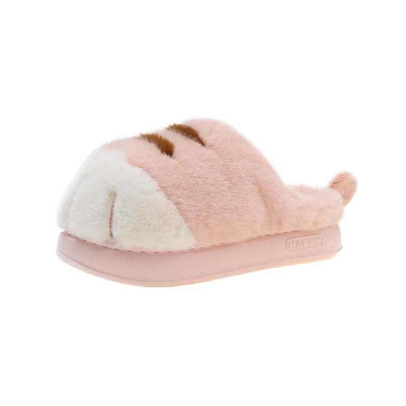 Newest Cat Paw Feet Slippers Woman Fluffy Closed Heel Home Shoes for Women Winter Warm Slip on Animal Claw Slipper Furry Loafer