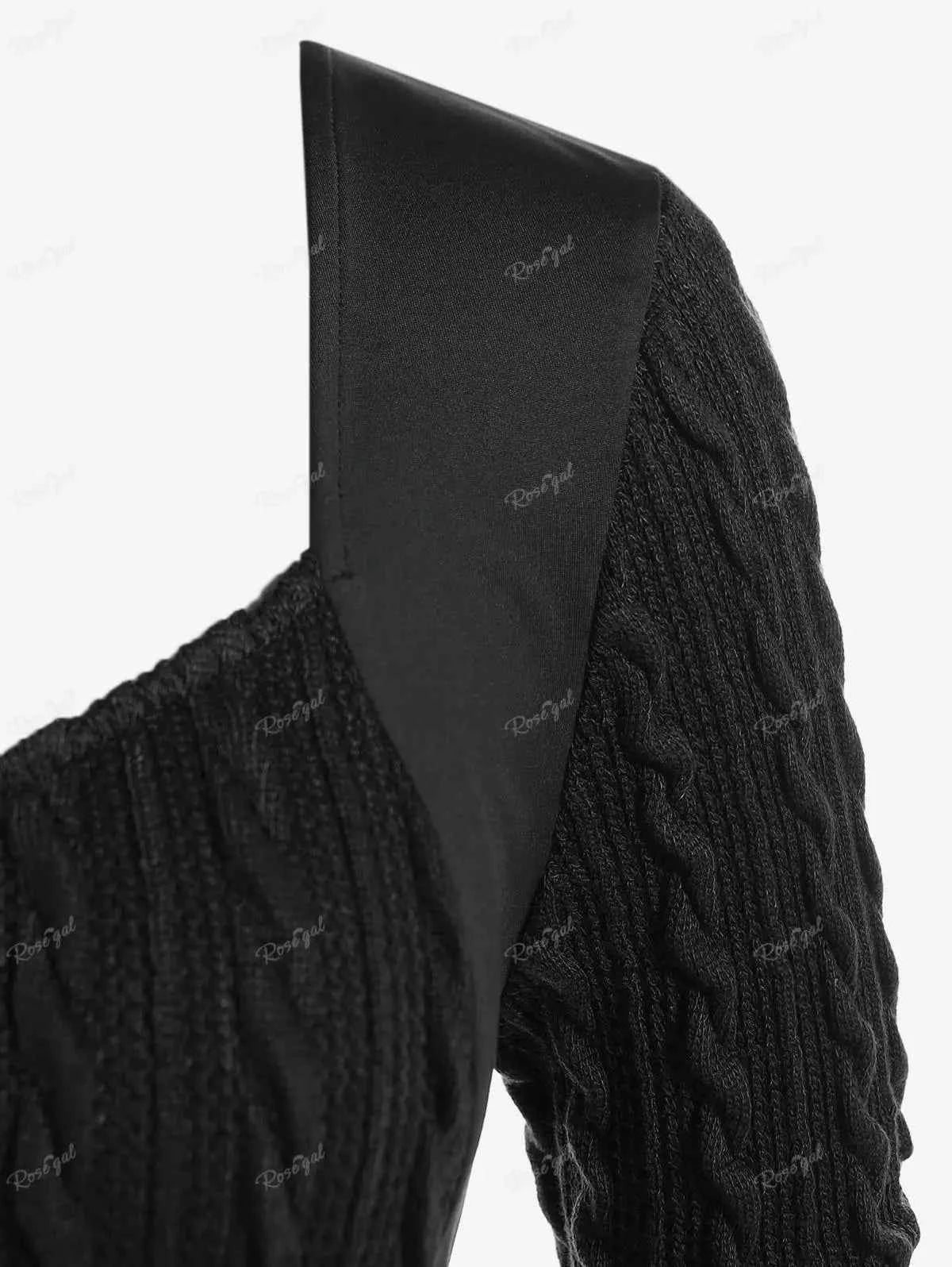 ROSEGAL-Plus Size Corset T-Shirt for Women, Cable Knit Panel, Mixed Media, Lace Up Blouses, Women's Tees, 4XL, Fall Clothes