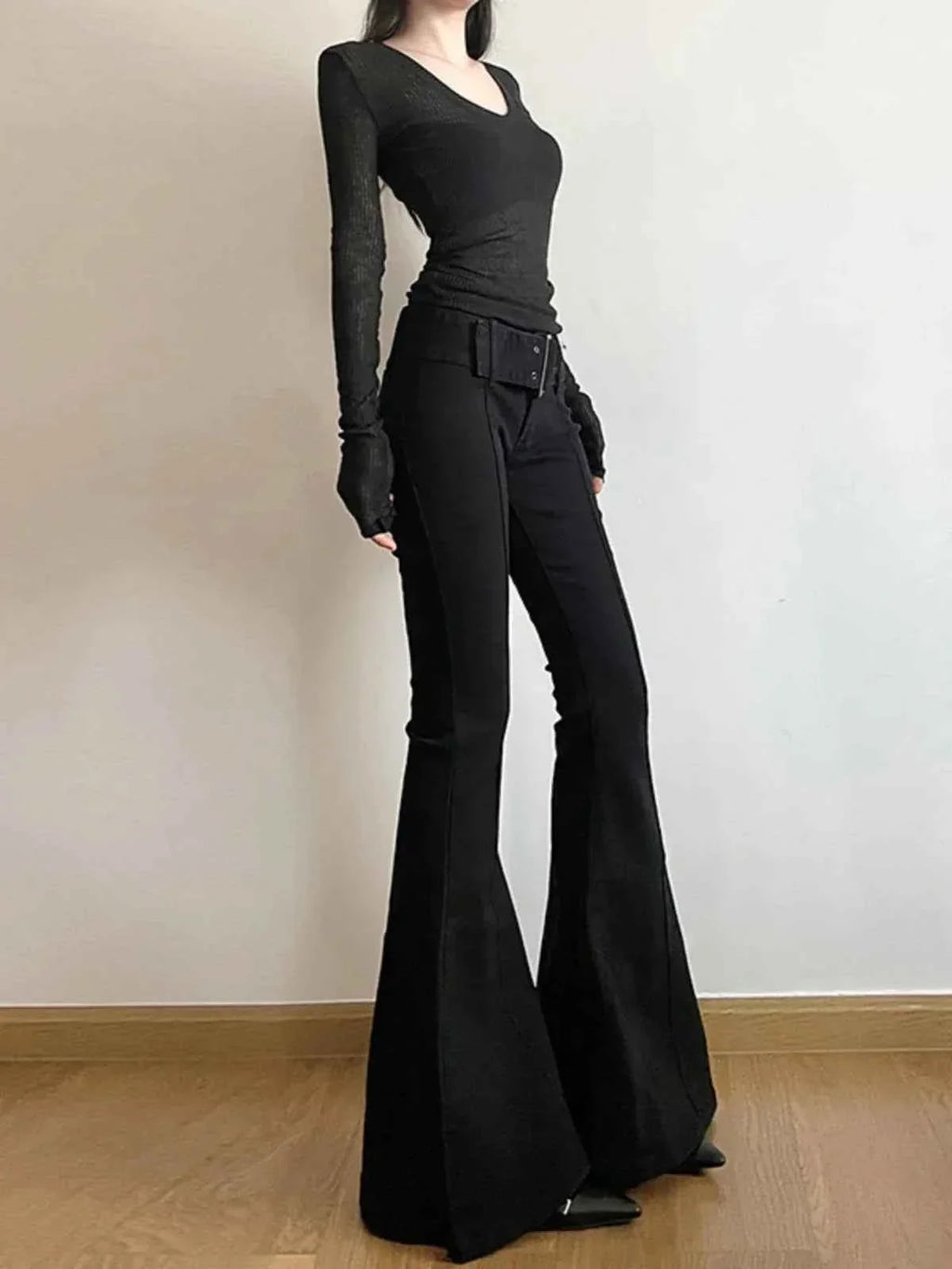 2025 Y2k Retro Emo 2000s Women's Black Flare Pants Streetwear Fashion Trousers Harajuku Wide Yoga Pants 90s Aesthetic Clothes