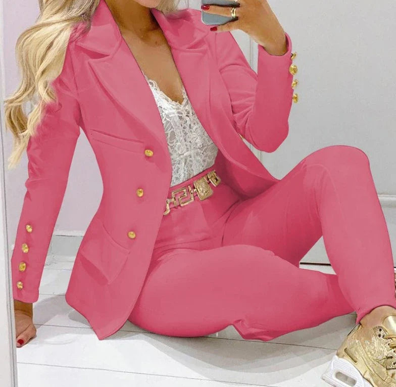 Women's Autumn Clothes Two Piece Set Female Coats and Pants Fashion Versatile Casual Long Sleeve Jacket and Trousers Suit 2023