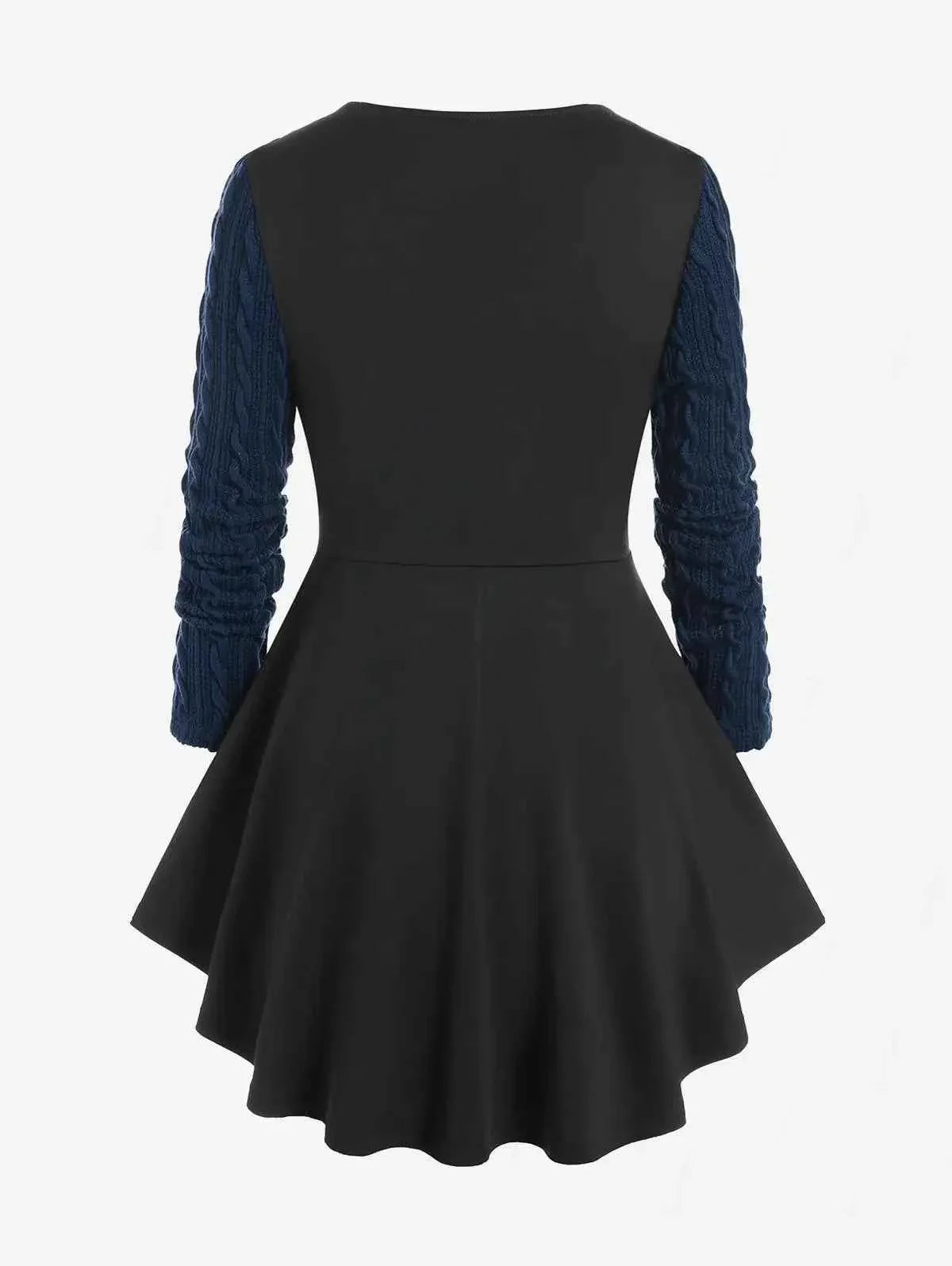 ROSEGAL-Plus Size Corset T-Shirt for Women, Cable Knit Panel, Mixed Media, Lace Up Blouses, Women's Tees, 4XL, Fall Clothes