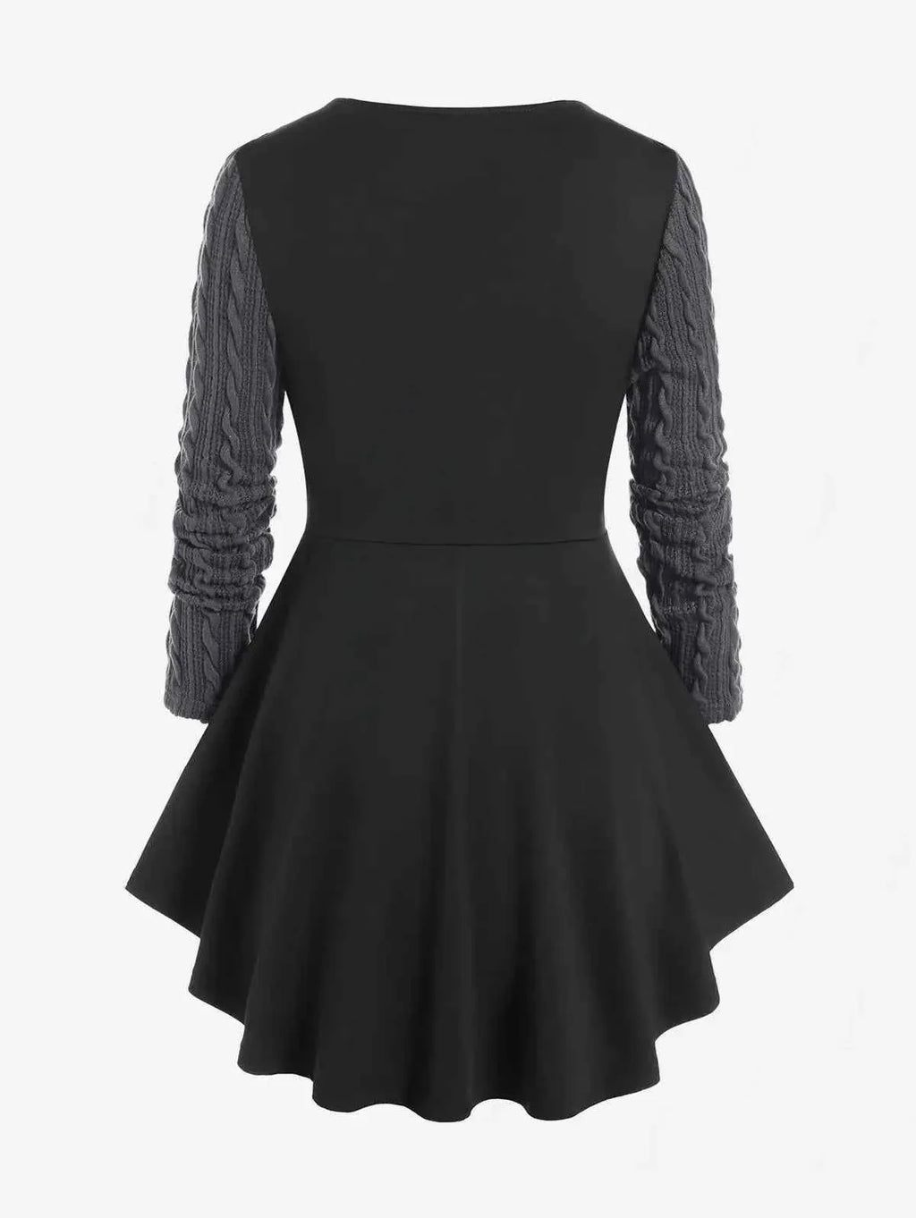 ROSEGAL-Plus Size Corset T-Shirt for Women, Cable Knit Panel, Mixed Media, Lace Up Blouses, Women's Tees, 4XL, Fall Clothes