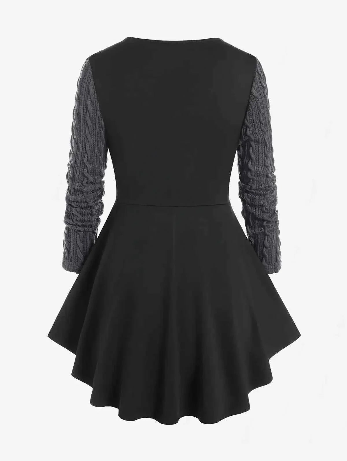 ROSEGAL-Plus Size Corset T-Shirt for Women, Cable Knit Panel, Mixed Media, Lace Up Blouses, Women's Tees, 4XL, Fall Clothes