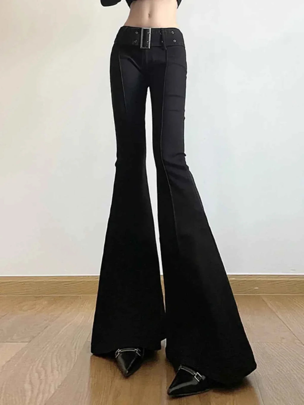 2025 Y2k Retro Emo 2000s Women's Black Flare Pants Streetwear Fashion Trousers Harajuku Wide Yoga Pants 90s Aesthetic Clothes