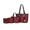 by Mia K. Marimar Women'S Tote Bag with Pouch and Wristlet, Signature 4 Piece Set - Burgundy Red