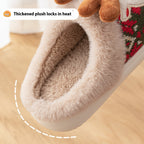 Cute Christmas Elk Plush Slippers Winter Ins Fashion Non-Slip Floor Bedroom Home Slippers for Women Fuzzy House Shoes